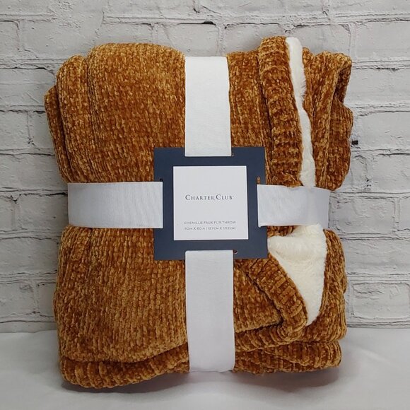 'CHARTER CLUB' CHENILLE COZY REVERSIBLE THROW BLANKET - Picture 1 of 13